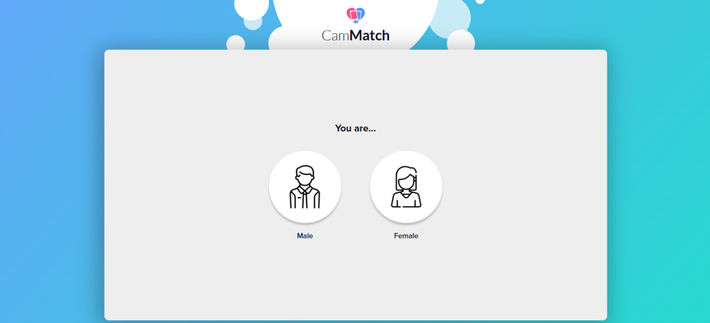 Cammatch homepage screenshot showing live random video chat interface with global users