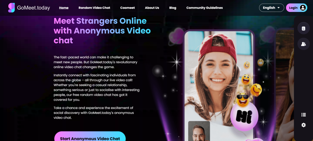 Gomeet homepage screenshot showing live video chat and meeting features