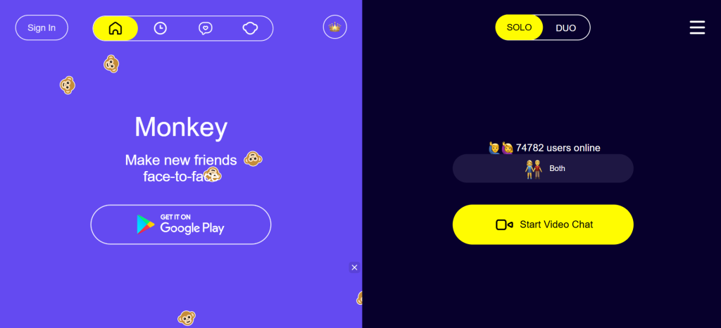 Monkey random video chat homepage – chat with girls in America anonymously