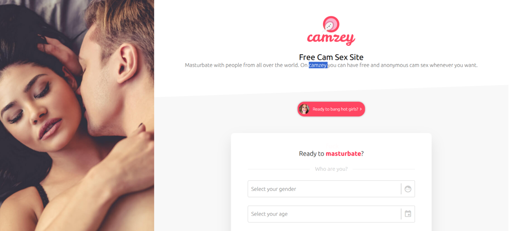 Camzey random video chat platform screenshot on laptop – free cam chat, chat anonymously with girls, live video calls and global connections.