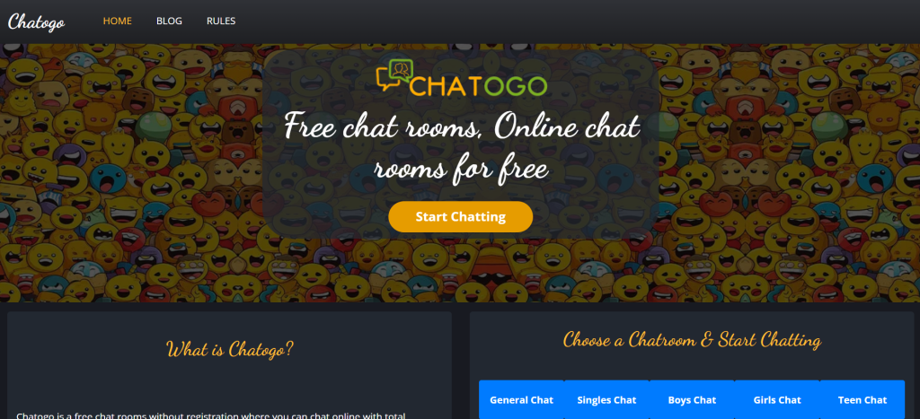 Chatogo homepage screenshot – free random video chat, anonymous cam-to-cam chat, chat with girls worldwide, live webcam chat platform, online stranger chat.