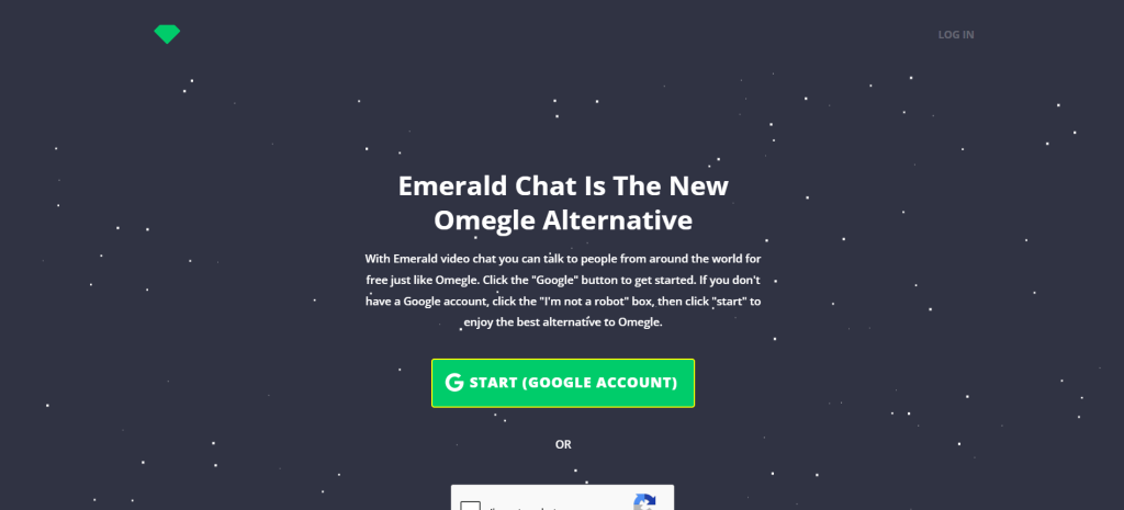 Emerald Chat homepage screenshot of online cam platform for random video chat, cam to cam, and live face-to-face interactions