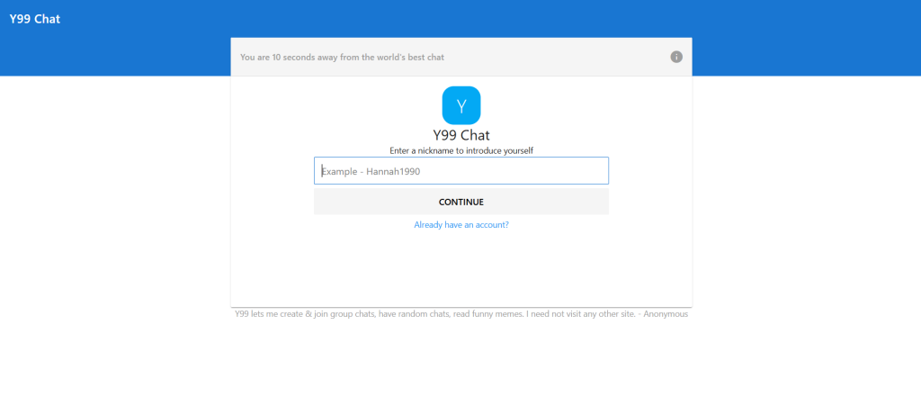 Y99 homepage screenshot of online cam platform for random video chat, cam to cam, and live face-to-face interactions