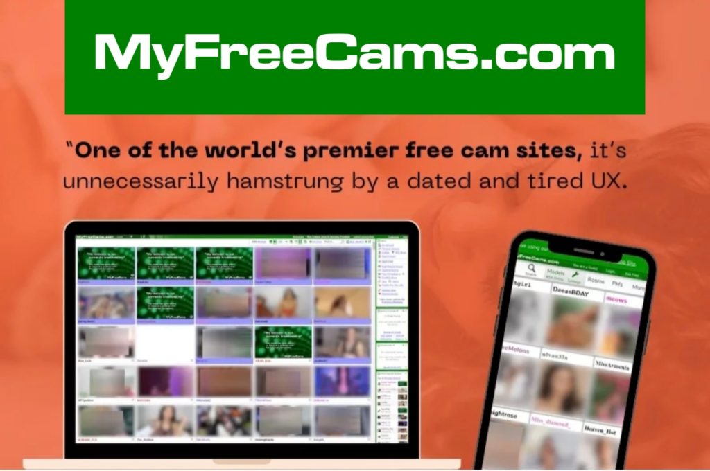 MyFreeCams home screen showing live random video chat rooms and chat to strangers online