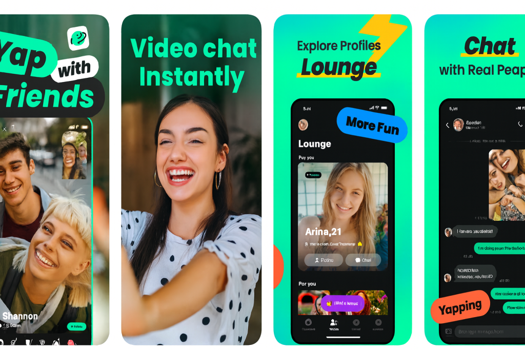 Azar Video Chat app interface with live video chat rooms, random pairing system, and real-time face-to-face interactions on mobile
