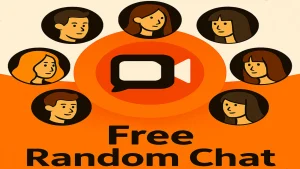 Free random chat platform interface showing live video chat with strangers online