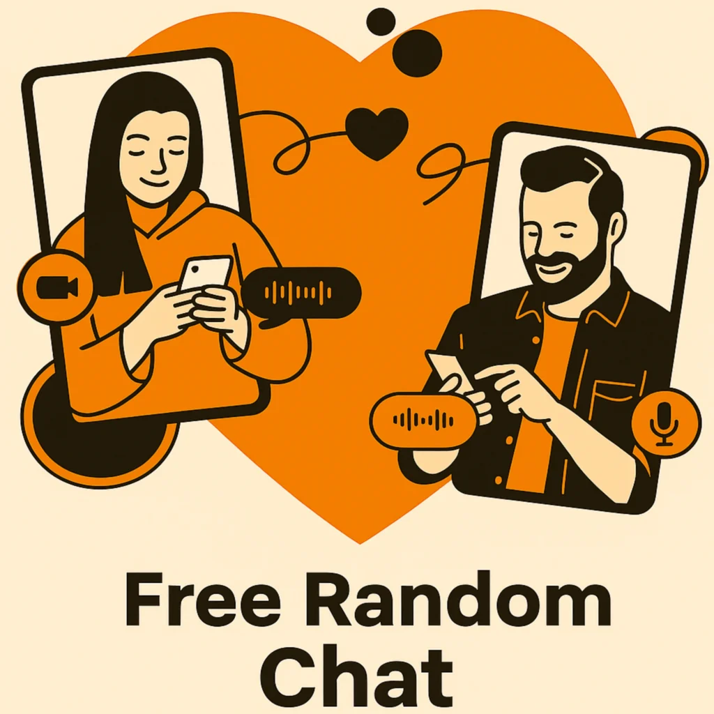 Free random chat concept with people meeting strangers worldwide through online video chat platforms