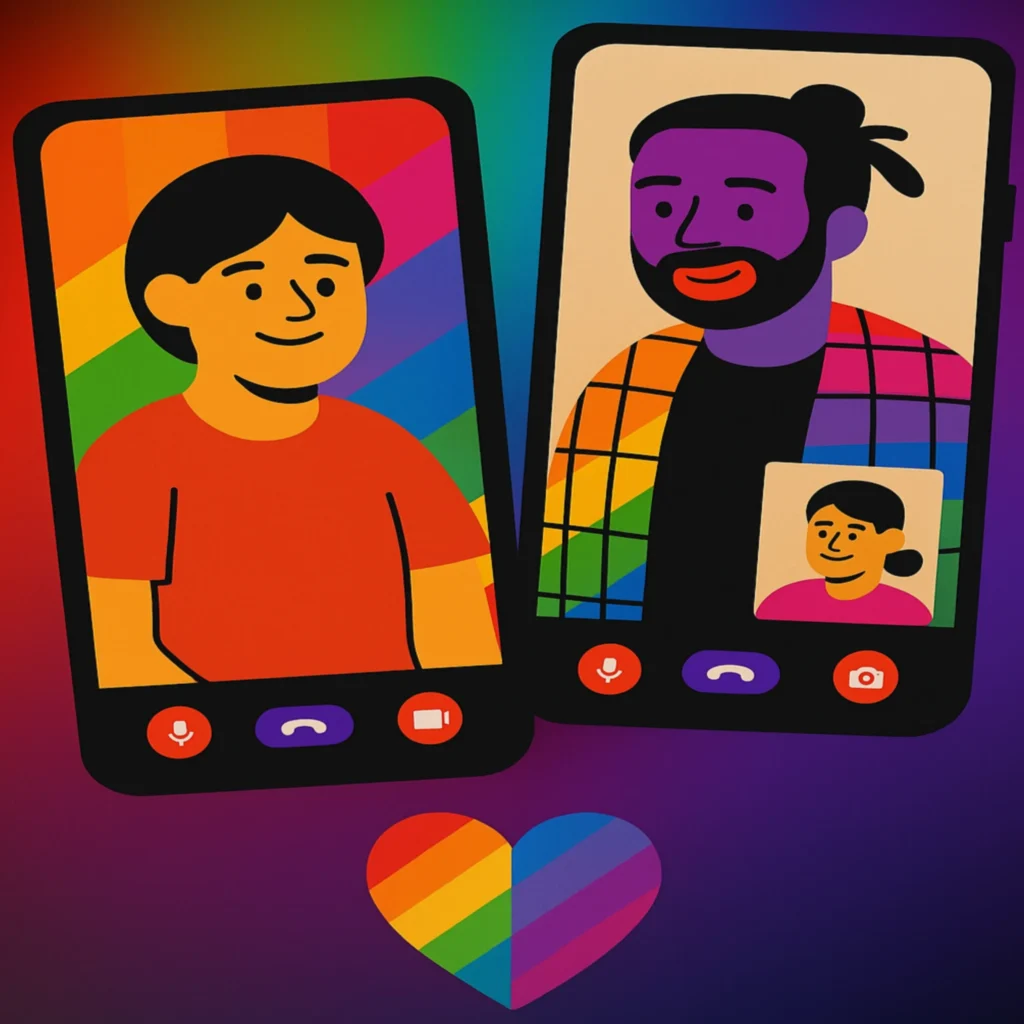 Gay chat on mobile phone with random video call and meet gay strangers online feature