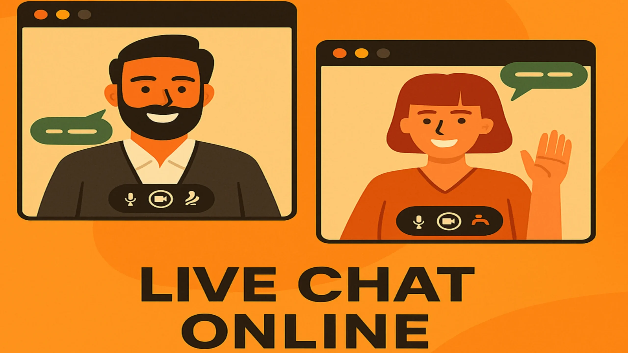 Live chat online concept showing people talking to strangers through webcam and real time messaging