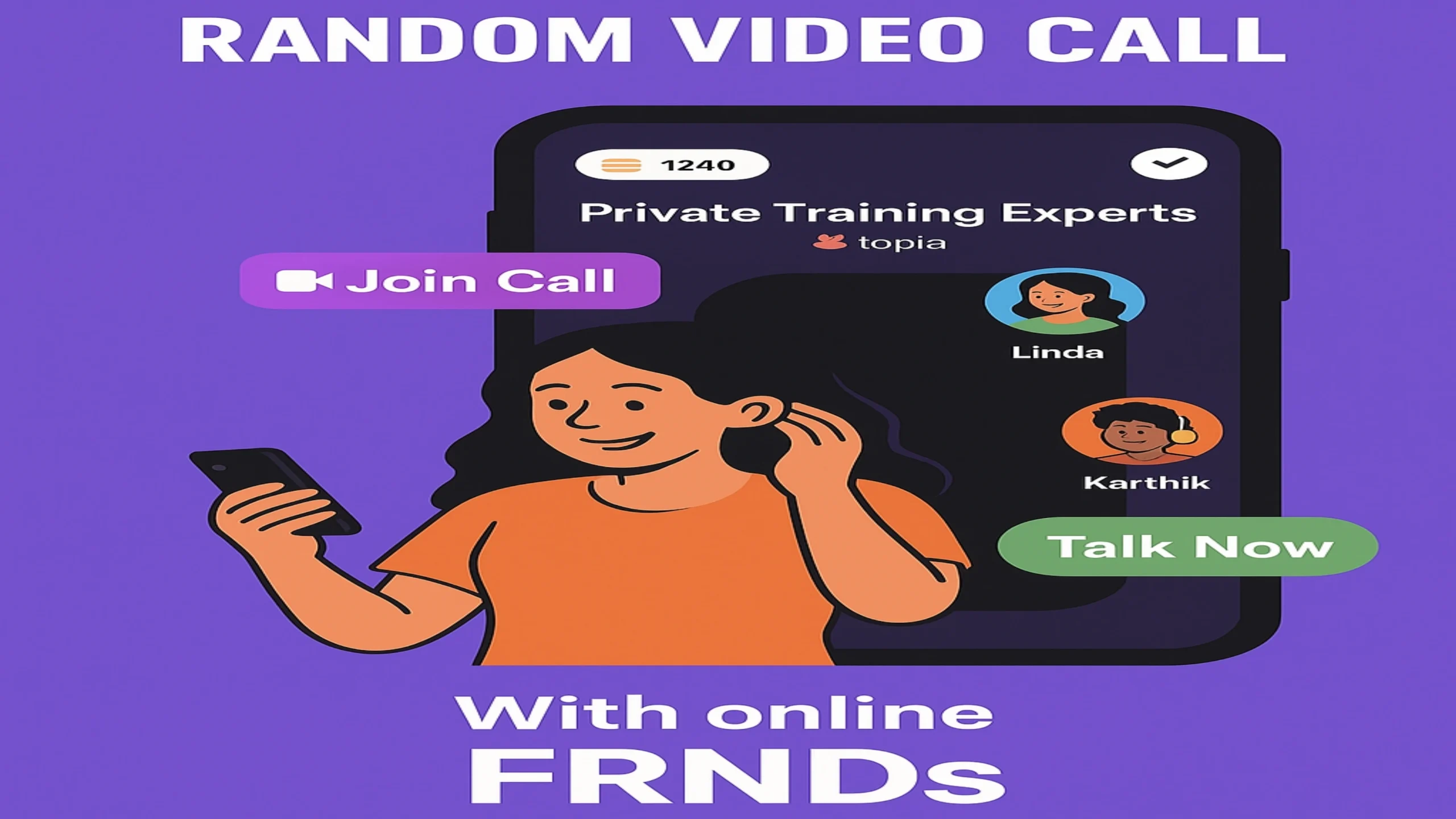 Random video call on smartphone showing cam to cam connection and chatting with strangers online