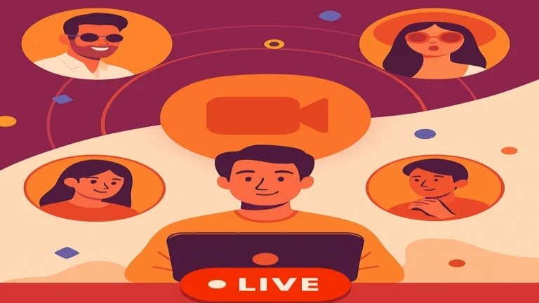 Random video chat online platform showing face to face webcam conversations with strangers