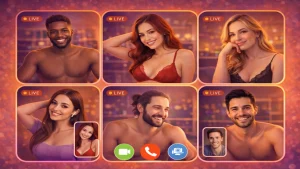 adult chat rooms interface representing live video chat with strangers and instant pairing system on an online chat platform