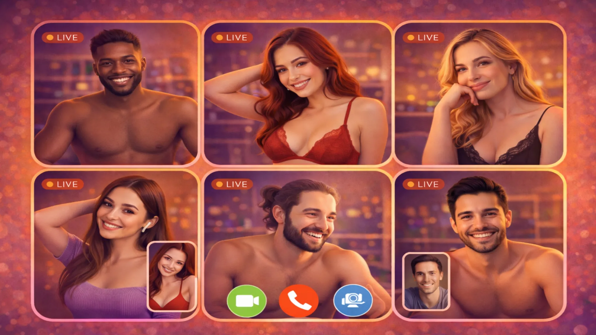 adult chat rooms interface representing live video chat with strangers and instant pairing system on an online chat platform