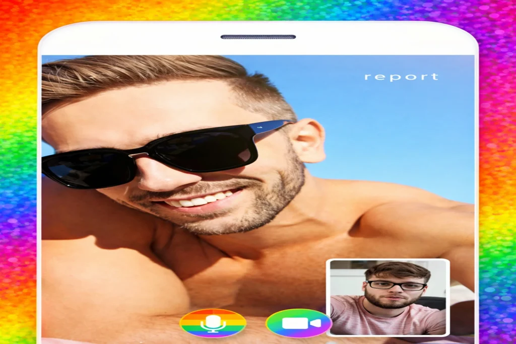 gay video chat visual illustrating online video chat platform and Omegle alternative for meeting men worldwide