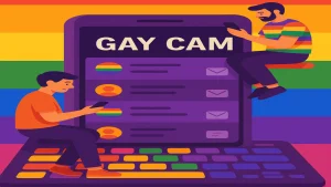 Gay cam keyword icon representing live gay video chat, male cam chat, and anonymous 1v1 conversations with gay strangers