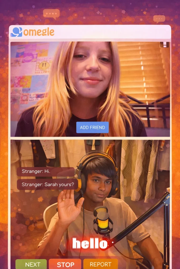 omegle girl chat concept image representing live video chat with girls online and instant random pairing Omegle alternative