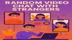 Random video chat with strangers keyword icon representing anonymous cam chat, 1v1 video chat platform, and global stranger pairing system