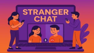 Stranger Chat keyword icon representing anonymous chat, stranger chat search term, and online cam to cam conversations