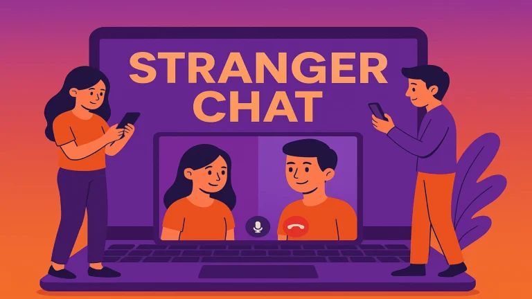 Stranger Chat keyword icon representing anonymous chat, stranger chat search term, and online cam to cam conversations