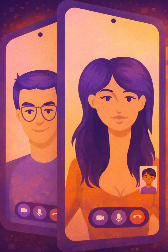 stranger video chat image showing random video chat with strangers and live face to face interactions online