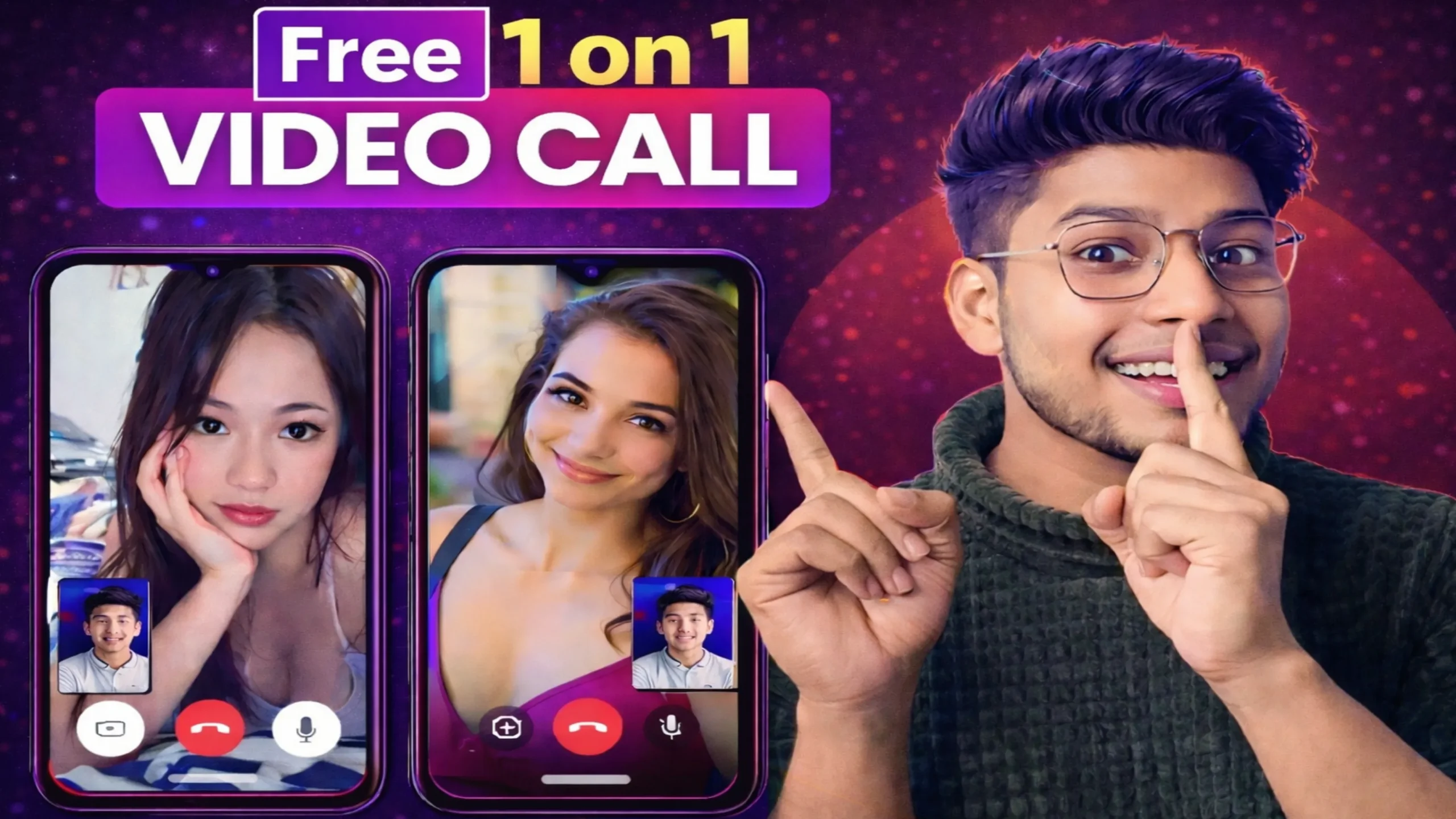 free 1 on 1 video call image showing private random video chat and face to face cam to cam interaction online