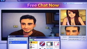 free chat now interface representing anonymous video chat and quick pairing system to chat to strangers online