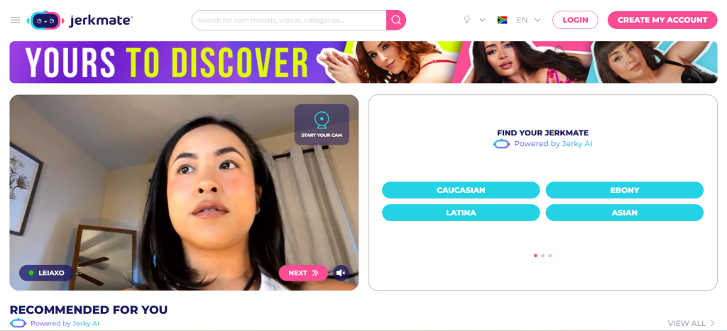 jerkmate alternative image showing adult cam to cam platform with live video chat and real time face to face interactions online