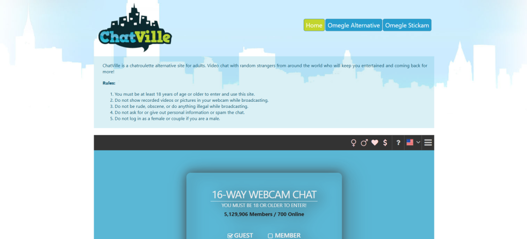 chatville alternative image showing random video chat platform with anonymous pairing system and live face to face interactions with strangers online