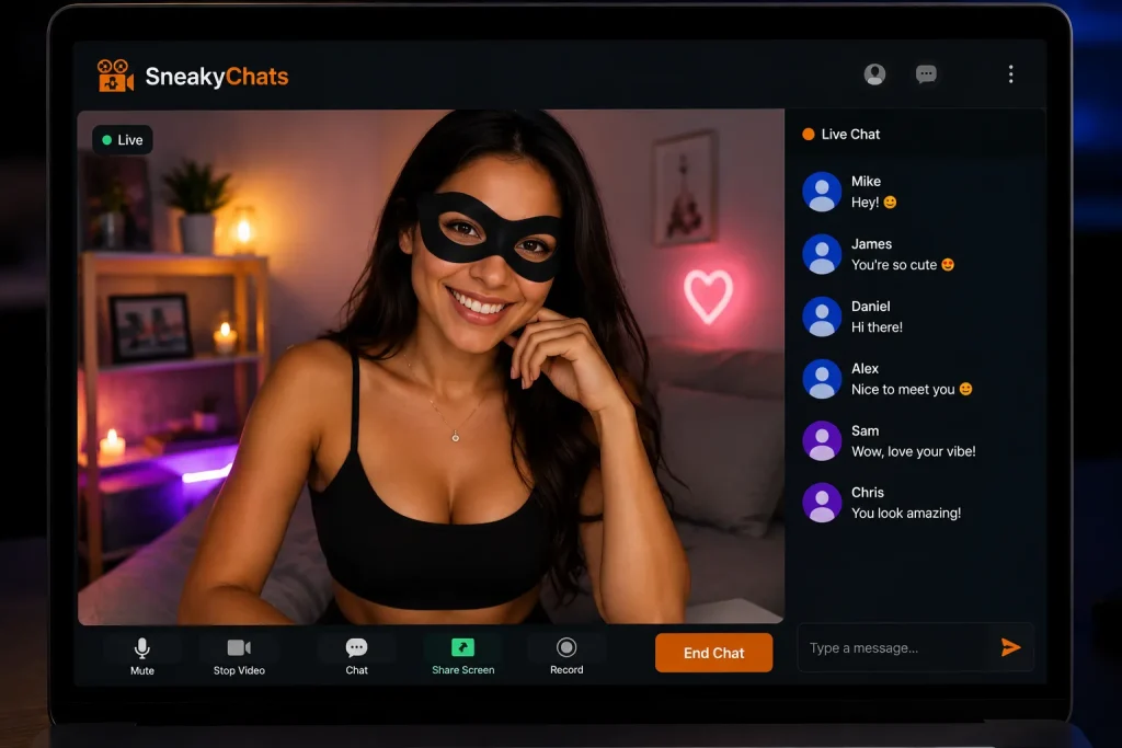 Woman using an anonymous chat app for private online conversations