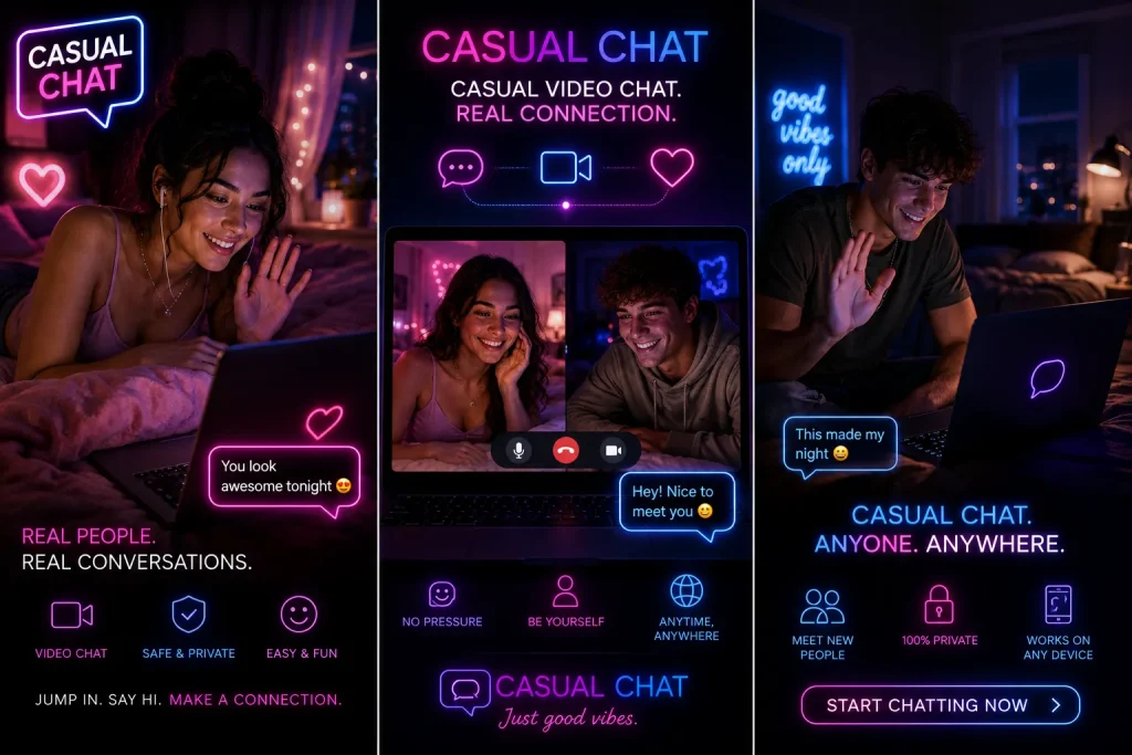 Casual chat homepage for relaxed online conversations