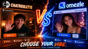 Chatroulette vs Omegle logo comparison for random video chat platforms