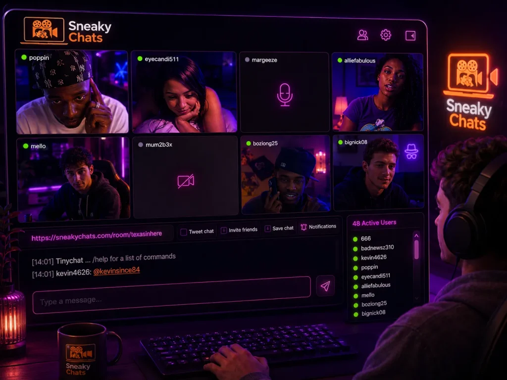 Mobile interface of free cam chat platform for talk to strangers online