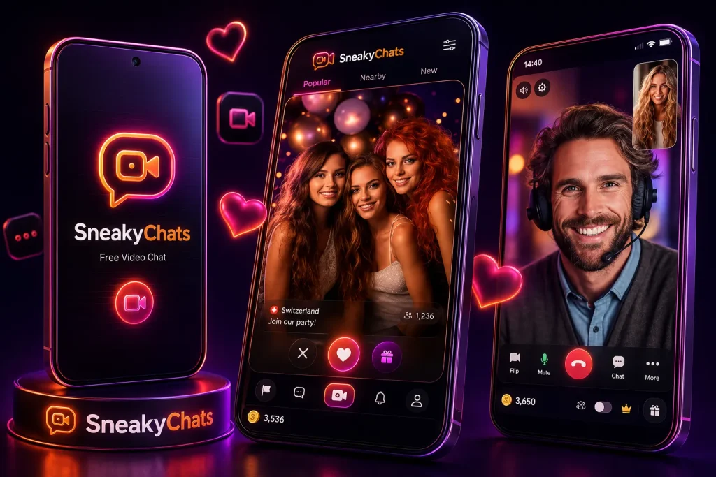 Friends exploring free video chat with no sign up during live stranger call