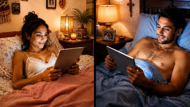 Woman enjoying Latina video chat during live online cam session