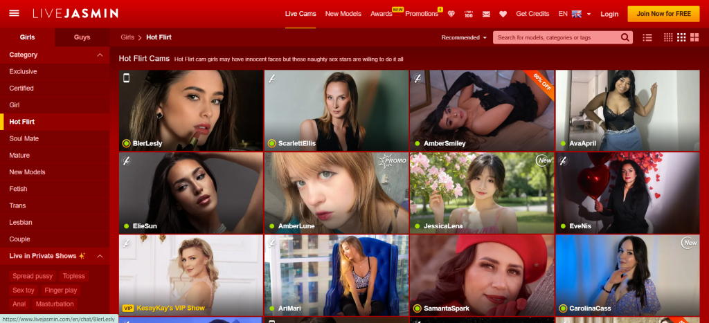 LiveJasmin homepage for live webcam chat online