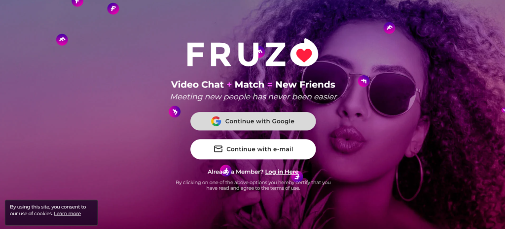 Fruzo homepage for meeting new people through video chat