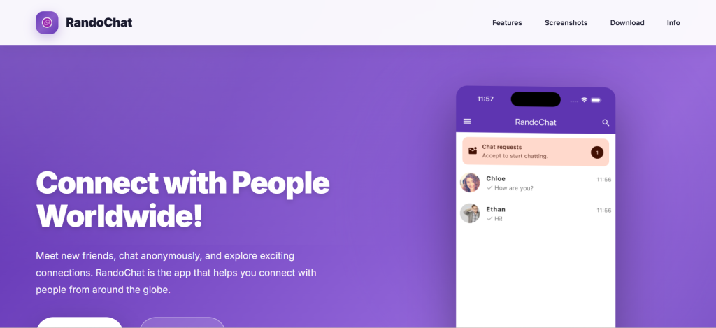 RandoChat homepage for anonymous stranger chat online