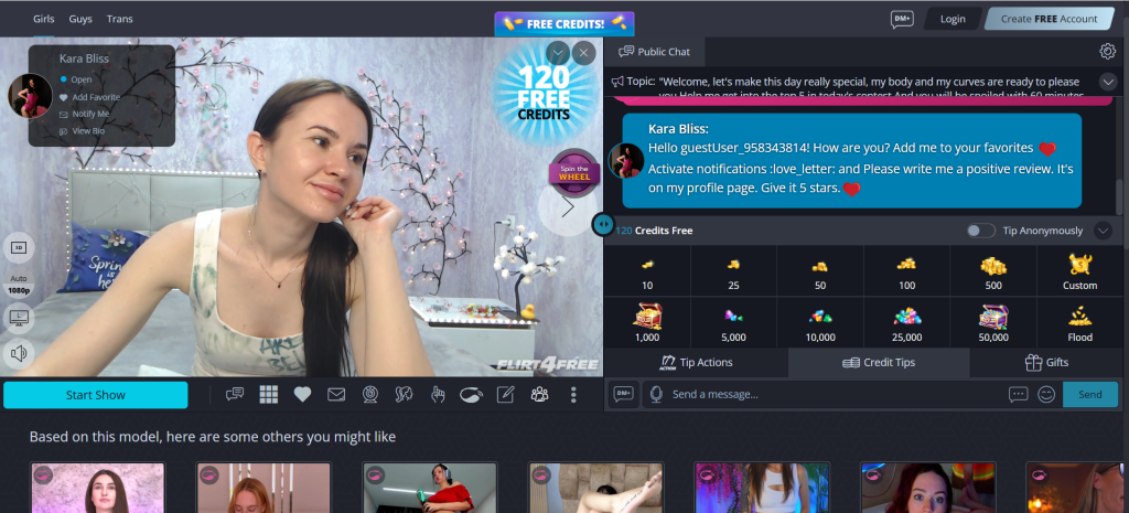 Flirt4Free homepage for adult webcam chat online