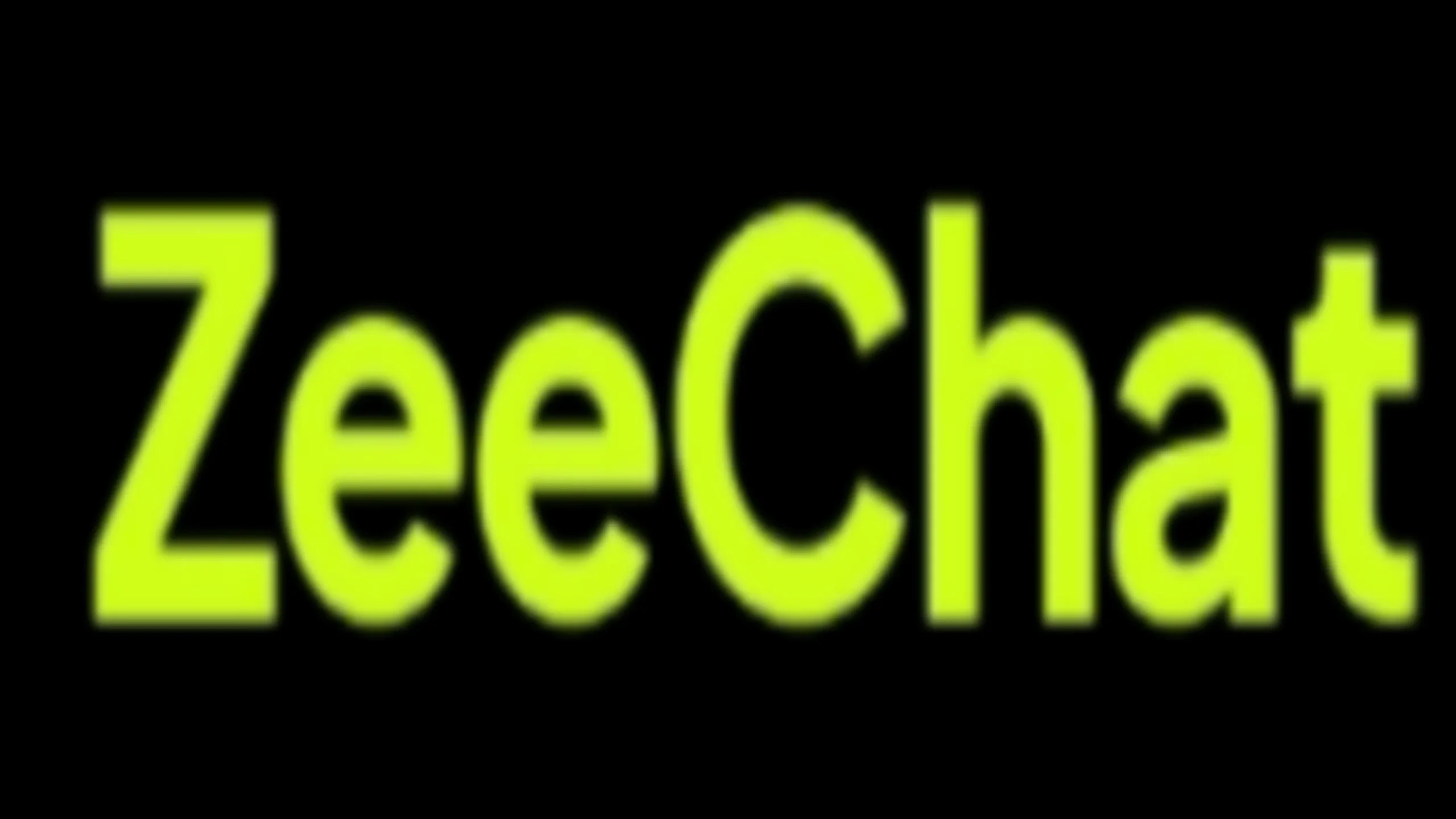 ZeeChat logo in bright neon green and yellow lettering on a black background